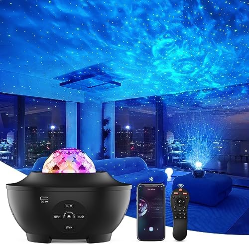 Starry Projector Galaxy Night Light with Ocean Wave Music Speaker Sky Light Projector for Bedroom Decor Kids Birthday Gift Party