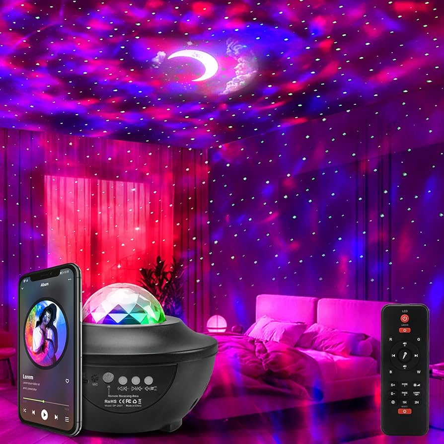 Starry Projector Galaxy Night Light with Ocean Wave Music Speaker Sky Light Projector for Bedroom Decor Kids Birthday Gift Party