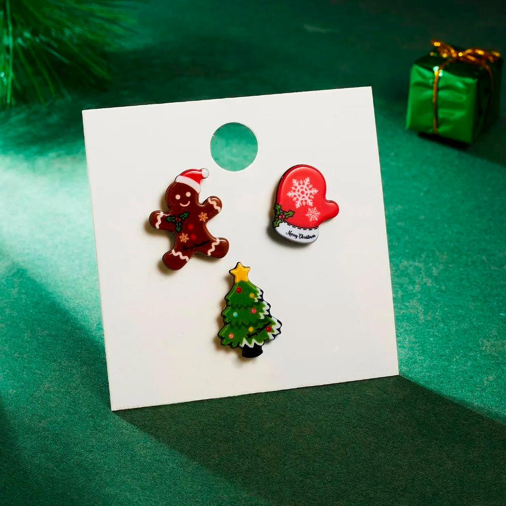 Fashion Christmas Brooch Badge Set – Cute Snowman, Snowflake, Deer, Bell & Tree Pins for Women & Kids