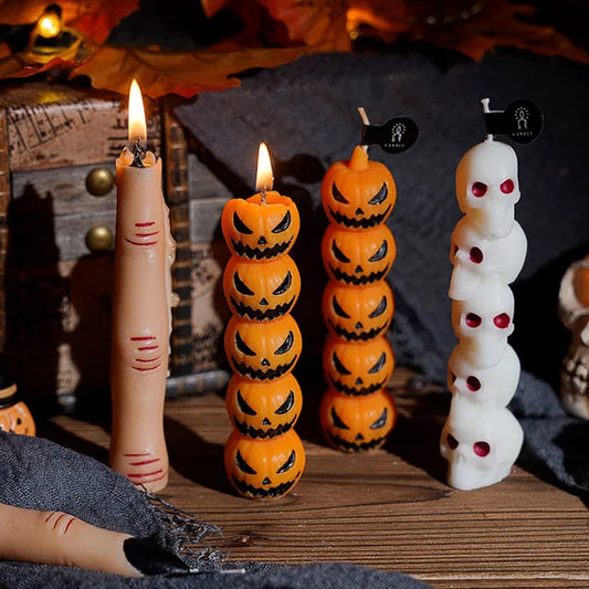Halloween Aromatherapy Candles Spooky Skull Bone Fingers Pumpkin Candle 3D Flame Candles Festival Home Decoration Gifts