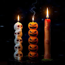 Halloween Aromatherapy Candles Spooky Skull Bone Fingers Pumpkin Candle 3D Flame Candles Festival Home Decoration Gifts