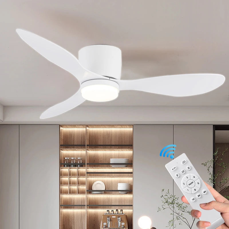 Reversible DC motor ceiling fan with remote