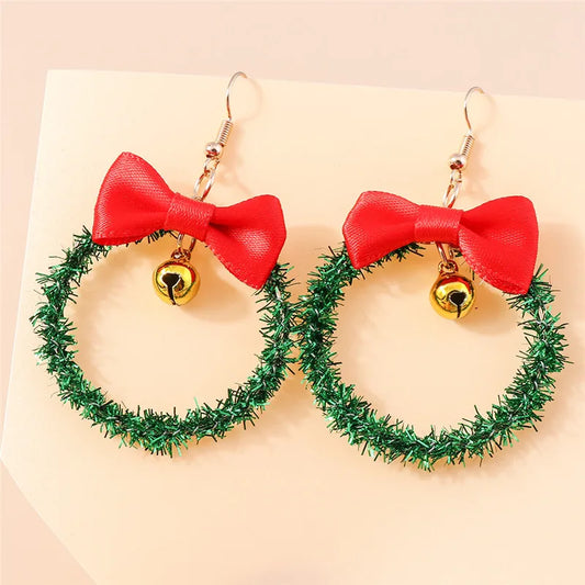 3D Cute Cartoon Christmas Earrings – Kawaii Fluffy Tree, Deer & Bell Earrings for Women