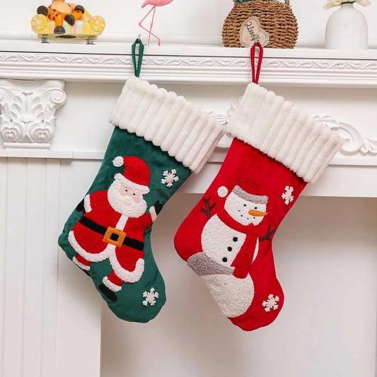 Embroidered Christmas Sock – Merry Christmas Hanging Decoration Stocking for Home & Party Decor