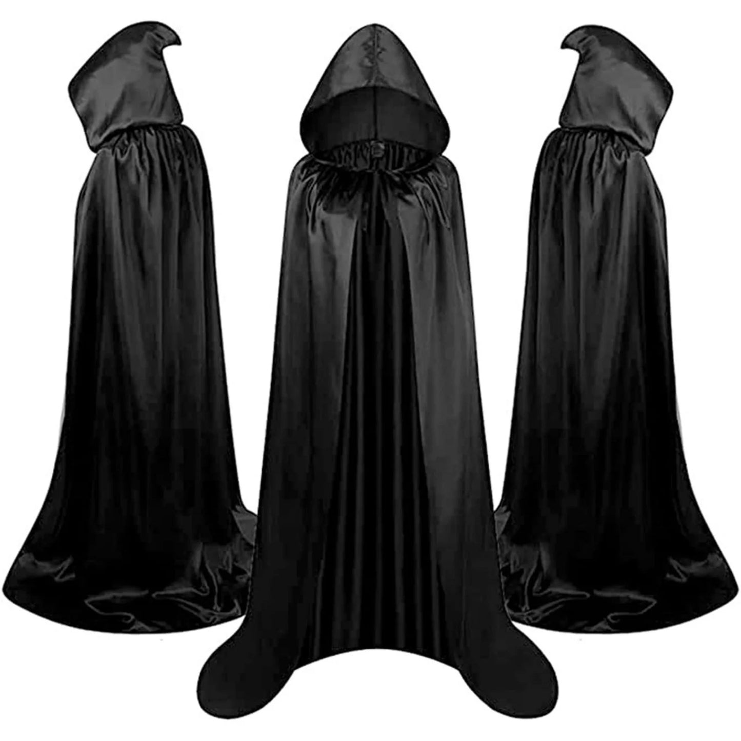1 Piece of Halloween Cape With 3 Sizes Available It is a Black Grim Reaper Cloak Made of Party Satin Featuring a Stand-up Collar