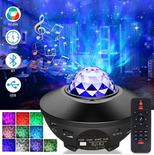 Starry Projector Galaxy Night Light with Ocean Wave Music Speaker Sky Light Projector for Bedroom Decor Kids Birthday Gift Party