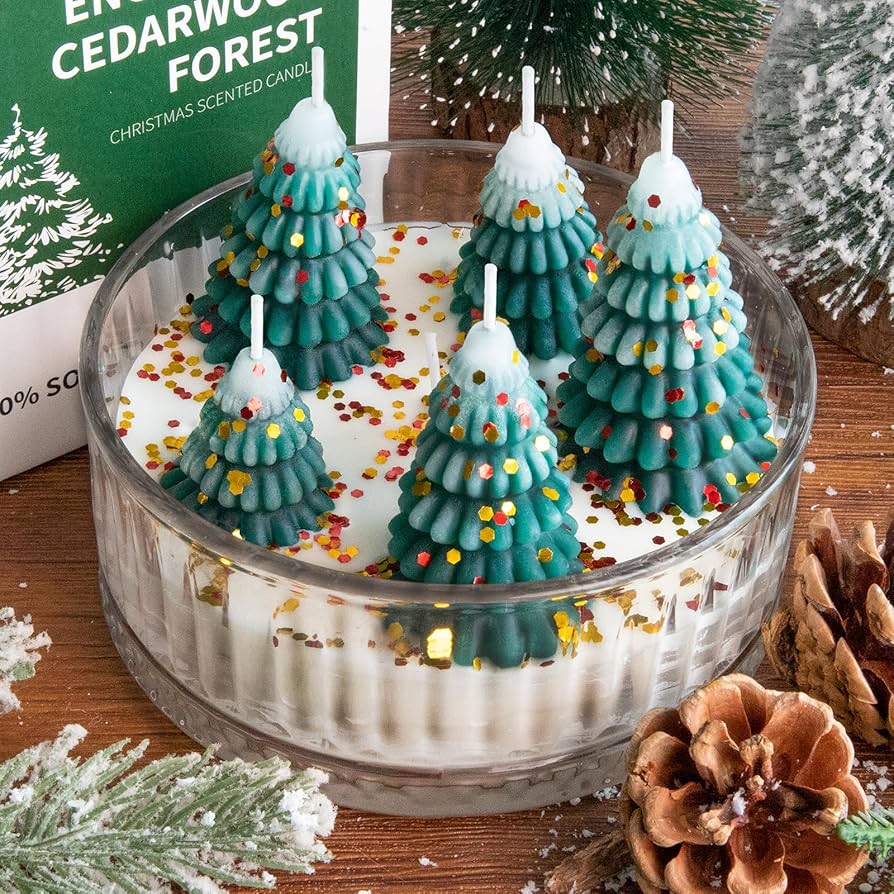 Festive Christmas tree candle for home decor