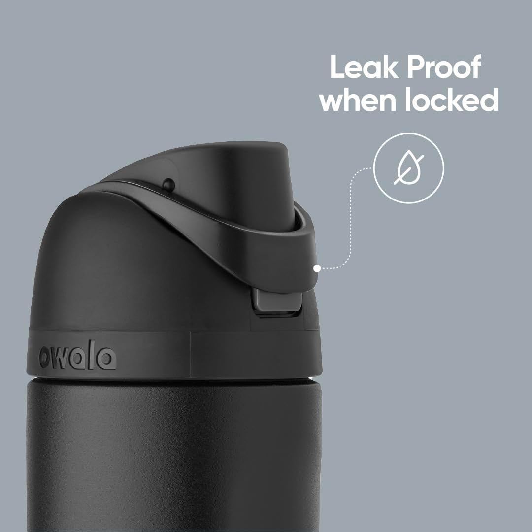 Owala FreeSip Insulated Stainless Steel Water Bottle with Straw – 24 oz, Very Very Dark