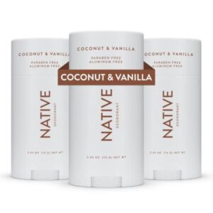 Native Aluminum-Free Deodorant – Coconut & Vanilla – 3‑Pack (2.65 oz Each)