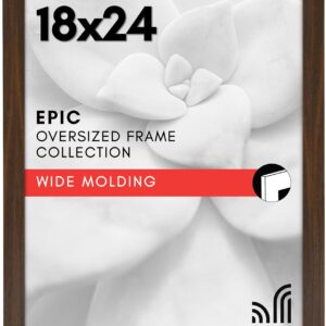 Americanflat 18×24 Poster Frame with Polished Plexiglass – Wide Walnut Woodgrain Frame (Epic Collection) – Wall Hanging (Portrait or Landscape)
