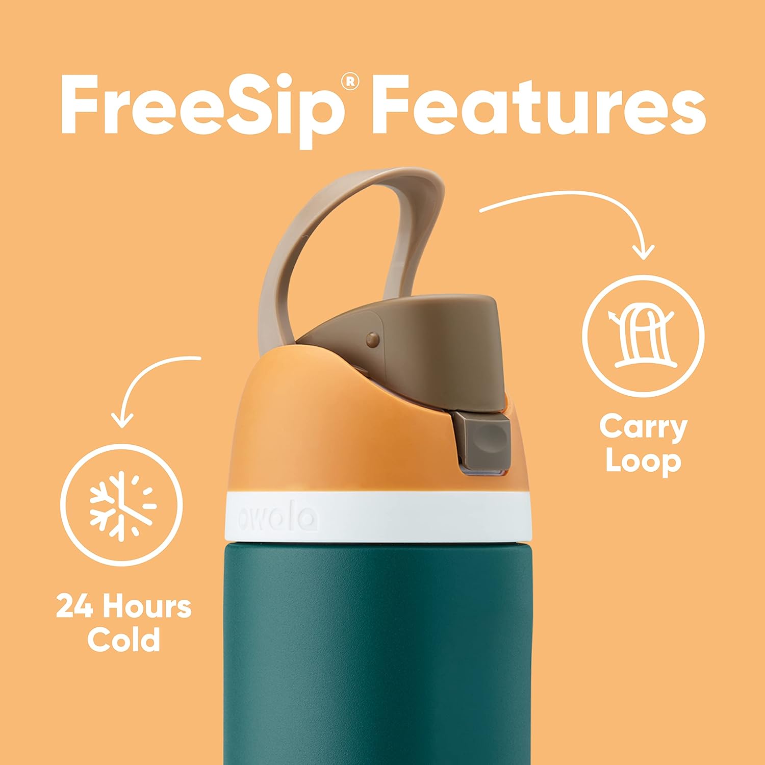 Owala FreeSip Insulated Stainless Steel Water Bottle with Straw – 24 oz, Very Very Dark