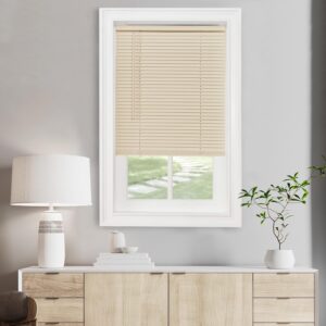 Cordless Light Filtering Mini Blind – 39″W × 64″L, 1″ Slat – Alabaster – Cordless GII Morningstar Horizontal Window Blind by Achim Home Decor