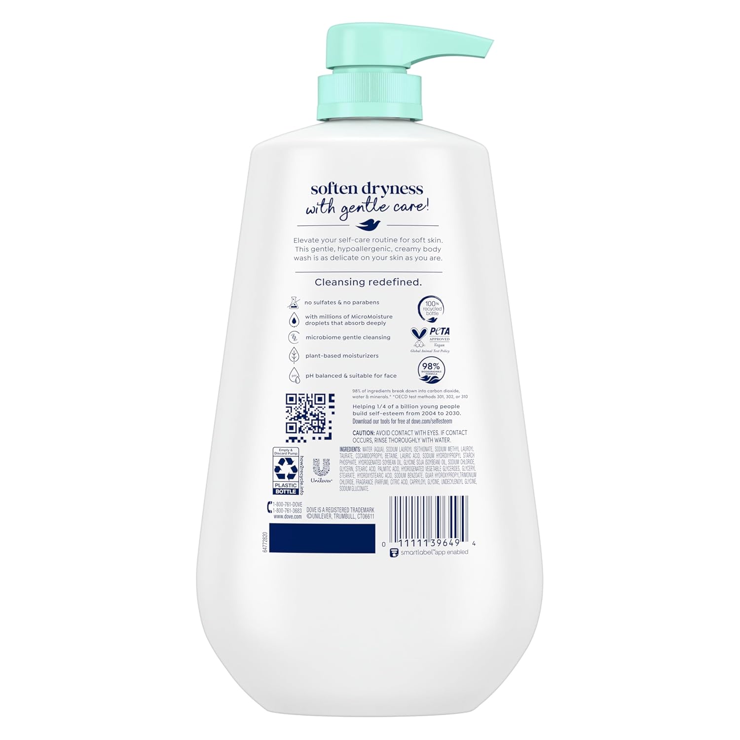 Dove Sensitive Skin Body Wash – 30.6 oz Pump Bottles (Pack of 3)