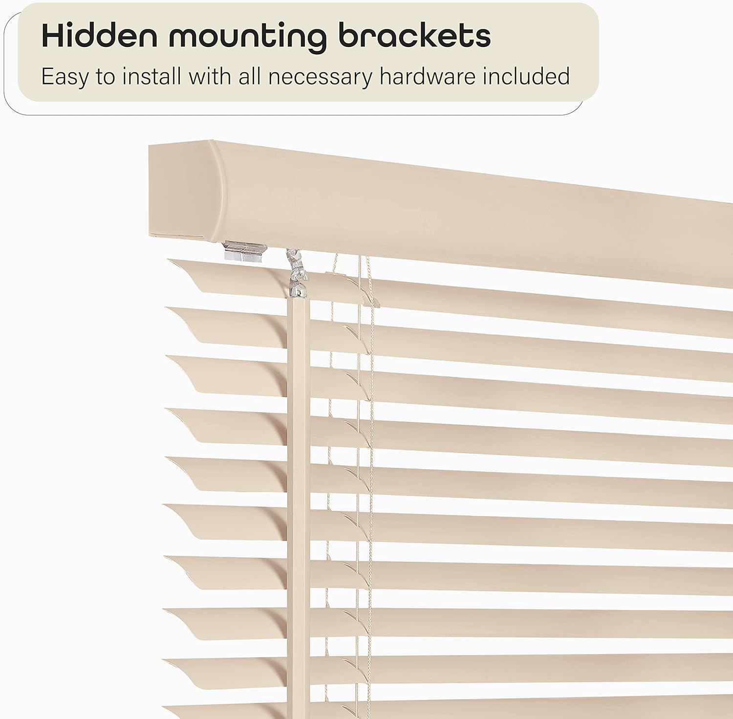 Cordless Light Filtering Mini Blind – 39″W × 64″L, 1″ Slat – Alabaster – Cordless GII Morningstar Horizontal Window Blind by Achim Home Decor