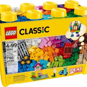 LEGO Classic Large Creative Brick Box 10698 Building Toy Set – 790 Pieces, 33 Colors, Includes Windows, Doors, Baseplates & Tires – Ideal for Home or Classroom Use