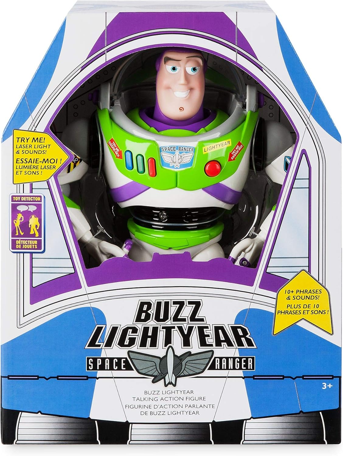 Disney Store Official Buzz Lightyear Interactive Talking Action Figure from Toy Story – Features 10+ English Phrases, Interacts with Other Figures and Toys