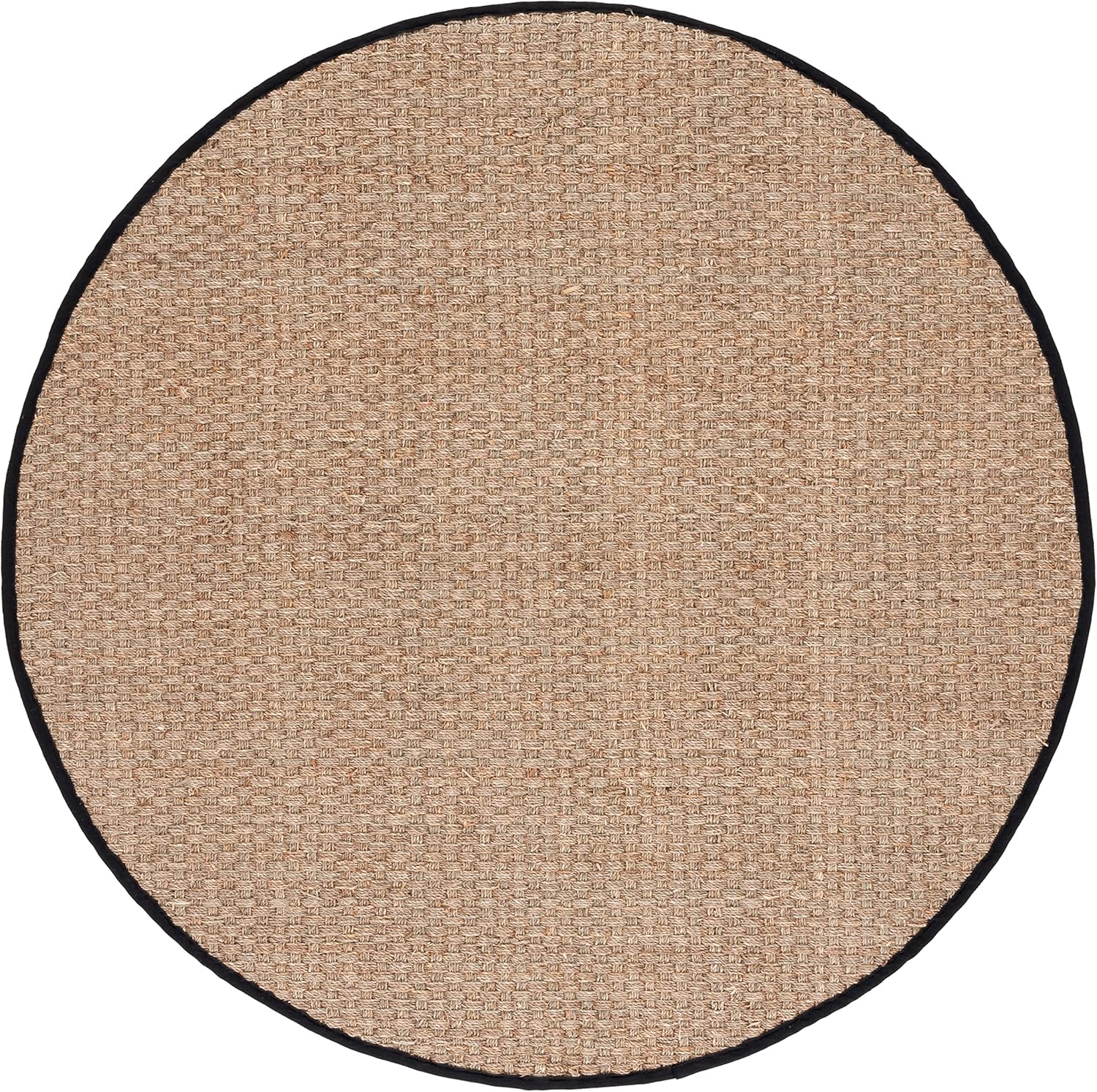 Safavieh Natural Fiber Collection Area Rug – 3′ Round, Natural & Black – Border Basketweave Seagrass Design (NF114C)