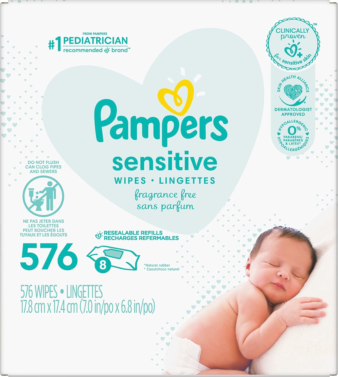 Pampers sensitive baby wipes 576 ct OLD